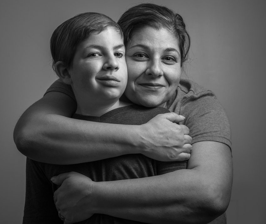 Photo of a mother and her son, shot by Michael Schoenfeld.